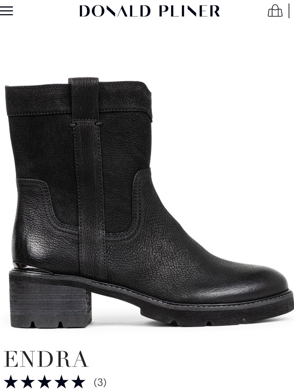 Donald Pliner Endra Distressed Black Leather Boots New!